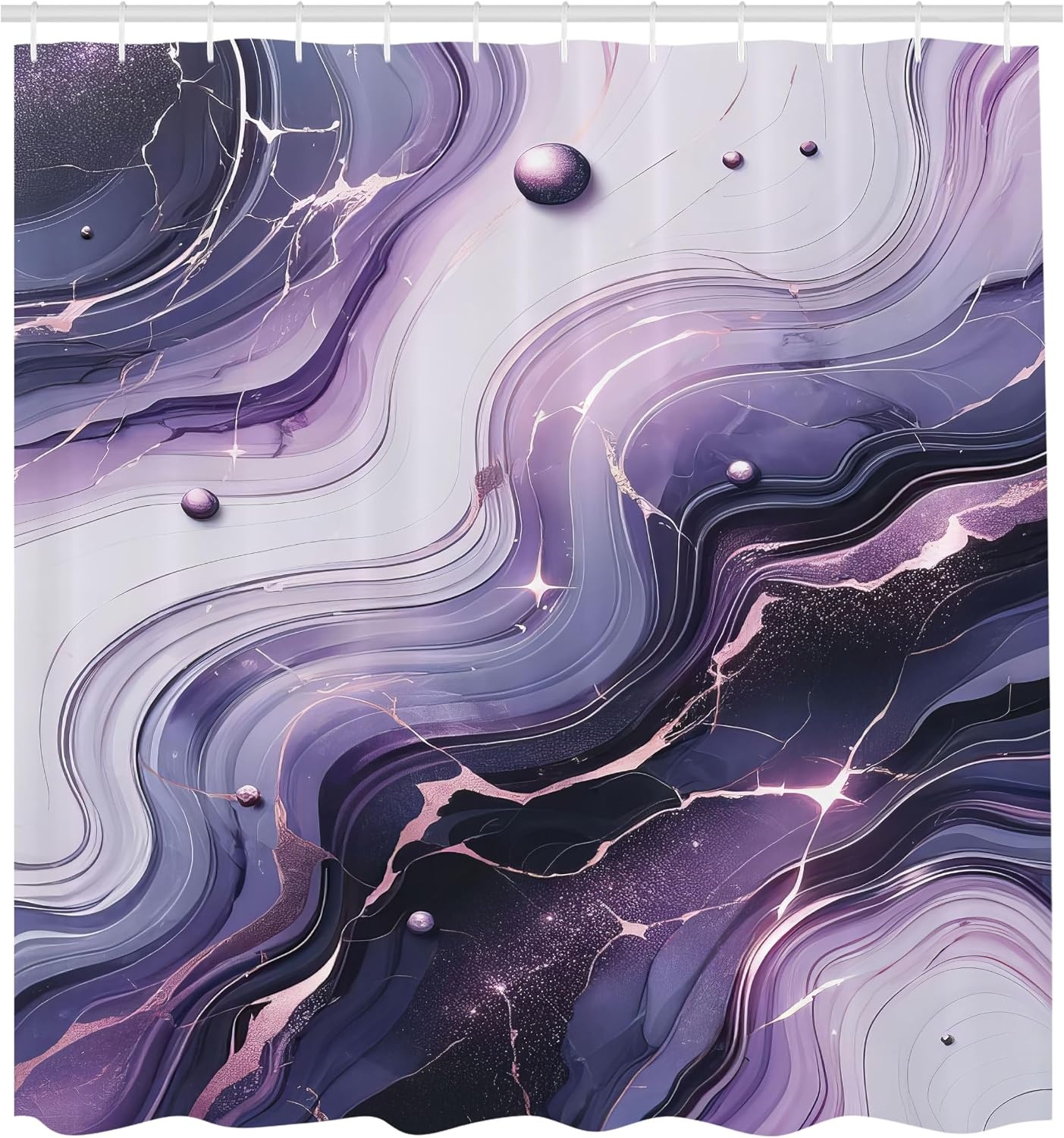 image:imageAmbesonne Purple Shower Curtain Modern Universe Feels Curvy Marble Print Monochromatic Pastel Tones Cloth Fabric Bathroom Decor Set with Hooks 69 W x 84 L Pale Grey Quartz and LilacPale Grey Quartz and Lilac
