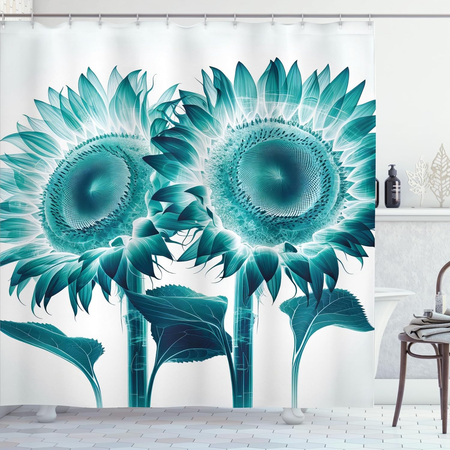 image:imageAmbesonne Purple Shower Curtain Modern Universe Feels Curvy Marble Print Monochromatic Pastel Tones Cloth Fabric Bathroom Decor Set with Hooks 69 W x 84 L Pale Grey Quartz and LilacSeafoam Petrol Blue White