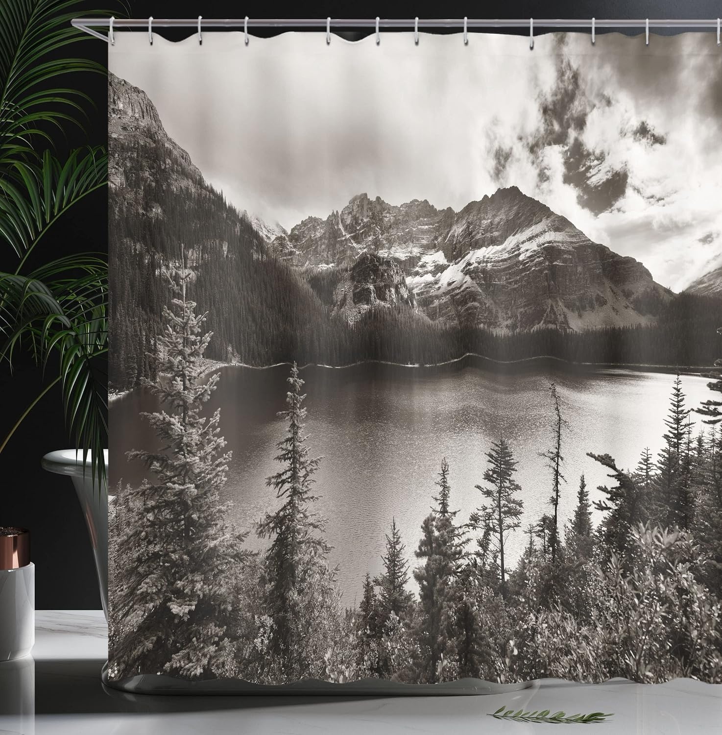 image:imageAmbesonne Striped Shower Curtain Abstract Modern Oil Paint of Vertical Brushstroke Dark Autumn Tones Print Cloth Fabric Bathroom Decor Set with Hooks 69 W x 75 L Maroon Camel GreyWhite Black