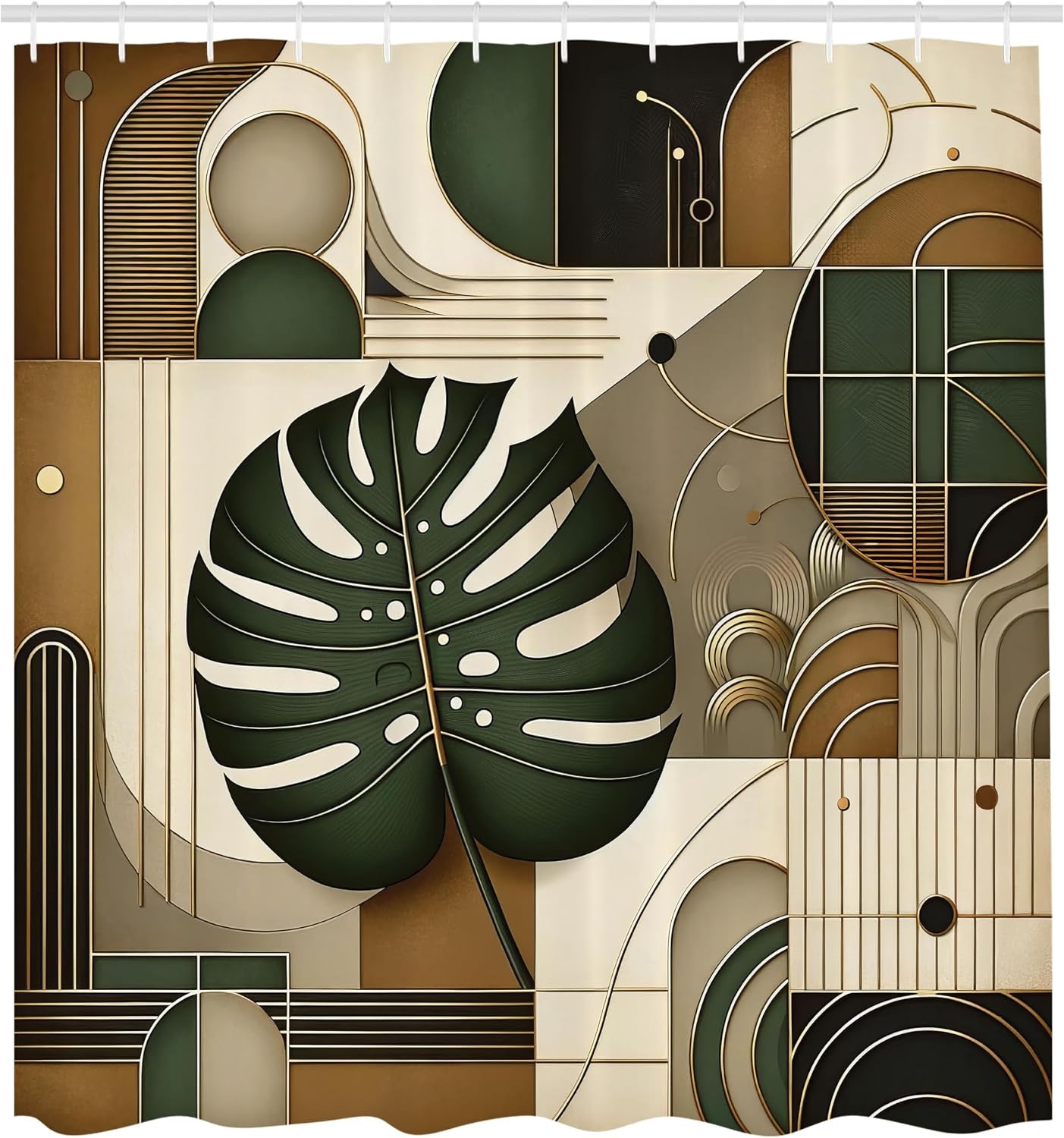 image:imageAmbesonne Striped Shower Curtain Abstract Modern Oil Paint of Vertical Brushstroke Dark Autumn Tones Print Cloth Fabric Bathroom Decor Set with Hooks 69 W x 75 L Maroon Camel GreyHunter Green Eggshell