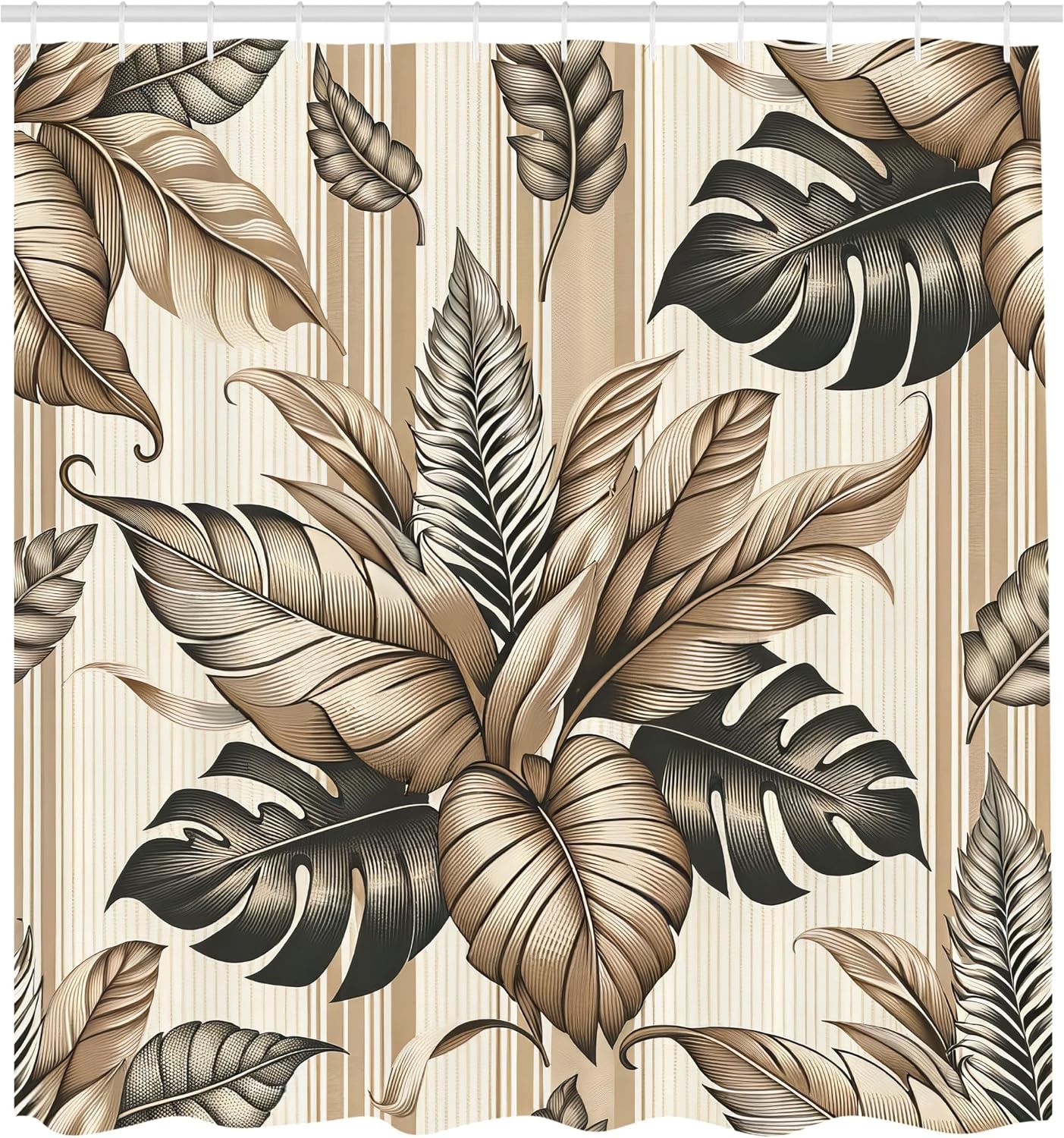 image:imageAmbesonne Striped Shower Curtain Abstract Modern Oil Paint of Vertical Brushstroke Dark Autumn Tones Print Cloth Fabric Bathroom Decor Set with Hooks 69 W x 75 L Maroon Camel GreyDark Slate Blue Cocoa