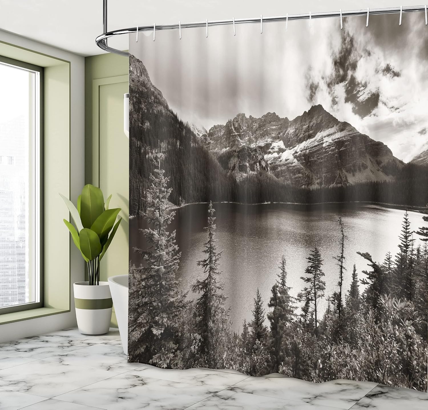 image:imageAmbesonne Striped Shower Curtain Abstract Modern Oil Paint of Vertical Brushstroke Dark Autumn Tones Print Cloth Fabric Bathroom Decor Set with Hooks 69 W x 75 L Maroon Camel GreyWhite Black