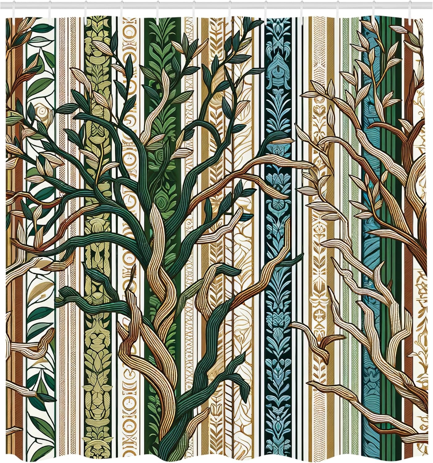 image:imageAmbesonne Striped Shower Curtain Abstract Modern Oil Paint of Vertical Brushstroke Dark Autumn Tones Print Cloth Fabric Bathroom Decor Set with Hooks 69 W x 75 L Maroon Camel GreyPale Brown Green Sea Blue