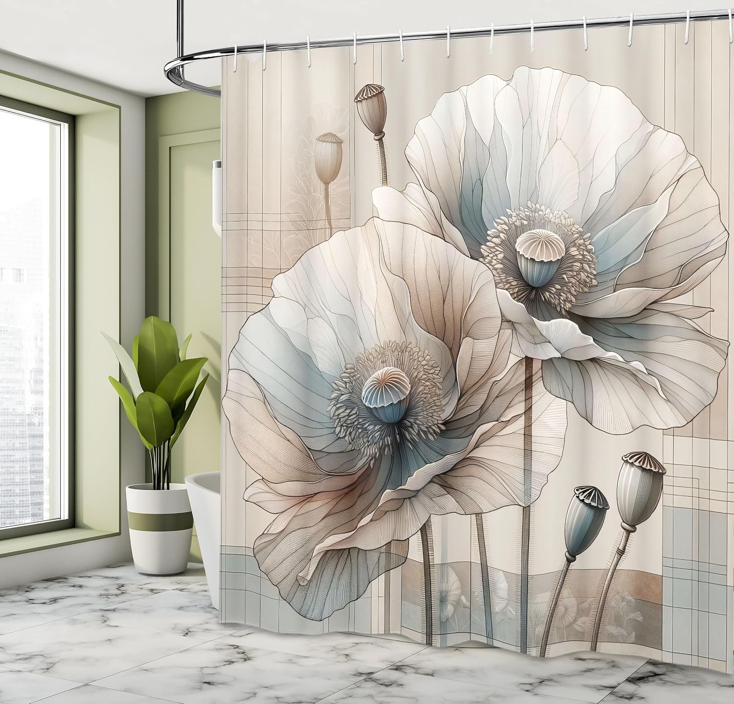 image:imageAmbesonne Striped Shower Curtain Abstract Modern Oil Paint of Vertical Brushstroke Dark Autumn Tones Print Cloth Fabric Bathroom Decor Set with Hooks 69 W x 75 L Maroon Camel GreyWarm Taupe and Blue