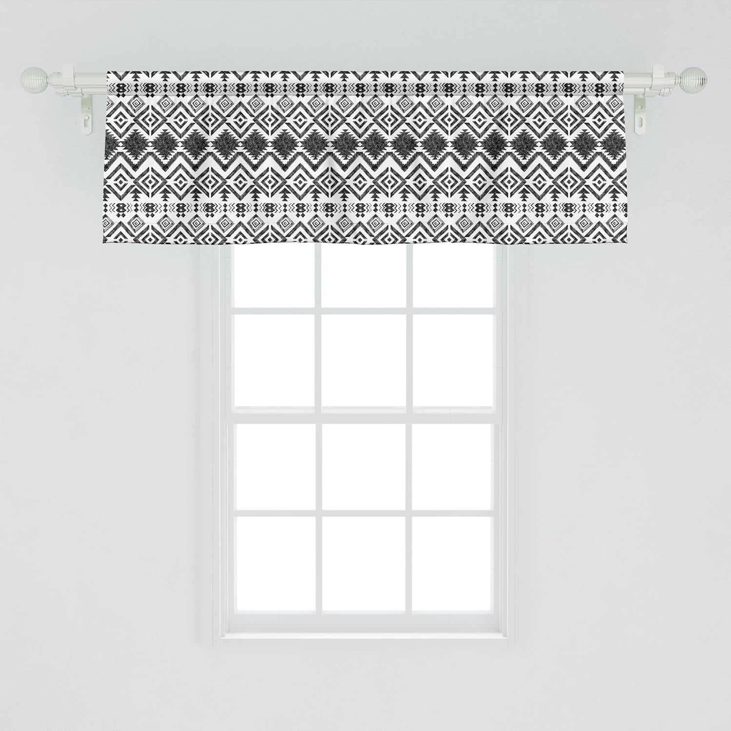 image:imageAmbesonne Tribal Window Valance Pack of 2 Black and White HandDrawn Tribal Sketched Mexican Aztec and Zigzags Rod Pocket Curtain Valances for Kitchen Bedroom 54 X 18 Dark Grey
