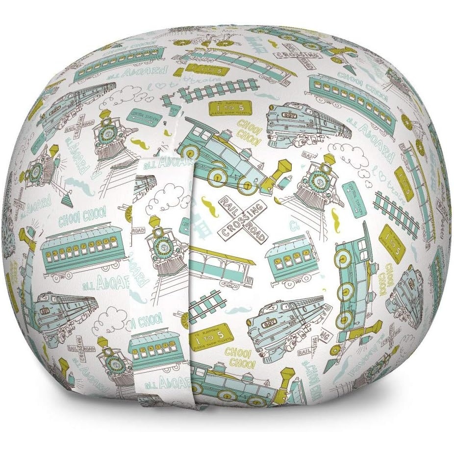 image:imageAmbesonne Black and White Storage Toy Bag Chair Monochrome Interlocking Stripes Pattern with Modern Abstract Inspirations Stuffed Animal Organizer Washable Bag Large Size White BlackApple Green Turquoise