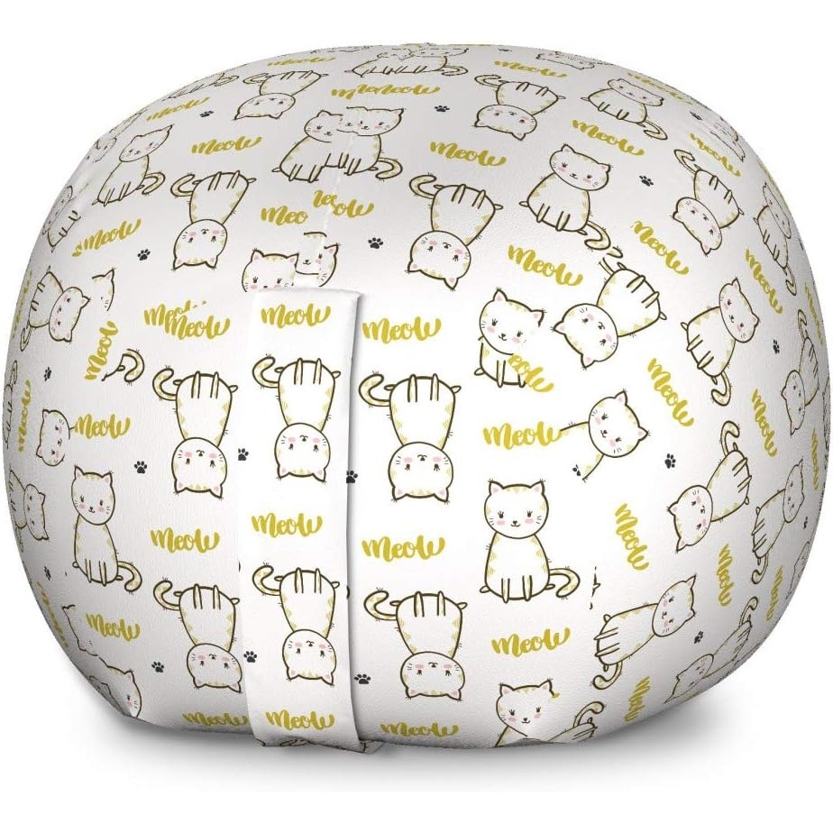 image:imageAmbesonne Black and White Storage Toy Bag Chair Monochrome Interlocking Stripes Pattern with Modern Abstract Inspirations Stuffed Animal Organizer Washable Bag Large Size White BlackMustard White