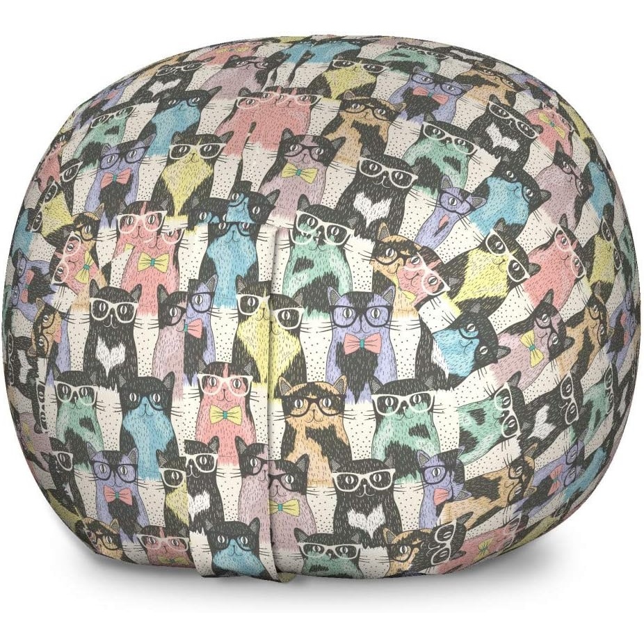 image:imageAmbesonne Black and White Storage Toy Bag Chair Monochrome Interlocking Stripes Pattern with Modern Abstract Inspirations Stuffed Animal Organizer Washable Bag Large Size White BlackPink Grey