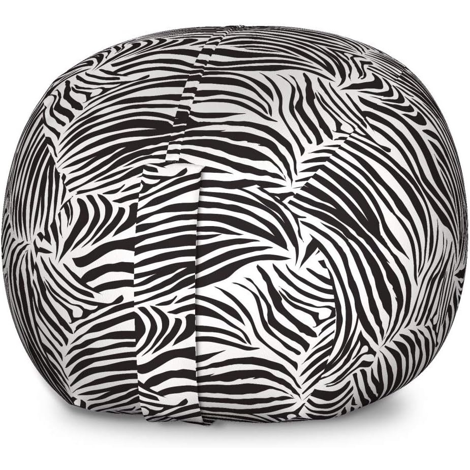 image:imageAmbesonne Black and White Storage Toy Bag Chair Monochrome Interlocking Stripes Pattern with Modern Abstract Inspirations Stuffed Animal Organizer Washable Bag Large Size White BlackWhite Charcoal