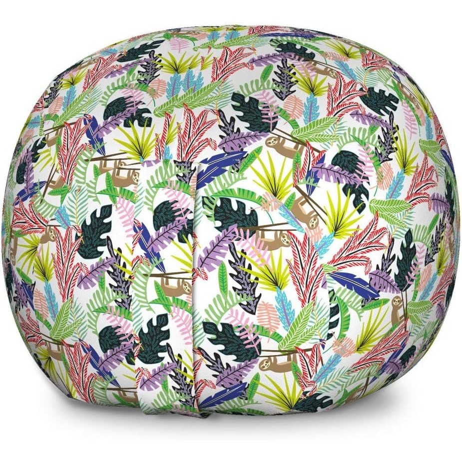 image:imageAmbesonne Black and White Storage Toy Bag Chair Monochrome Interlocking Stripes Pattern with Modern Abstract Inspirations Stuffed Animal Organizer Washable Bag Large Size White BlackGreen White