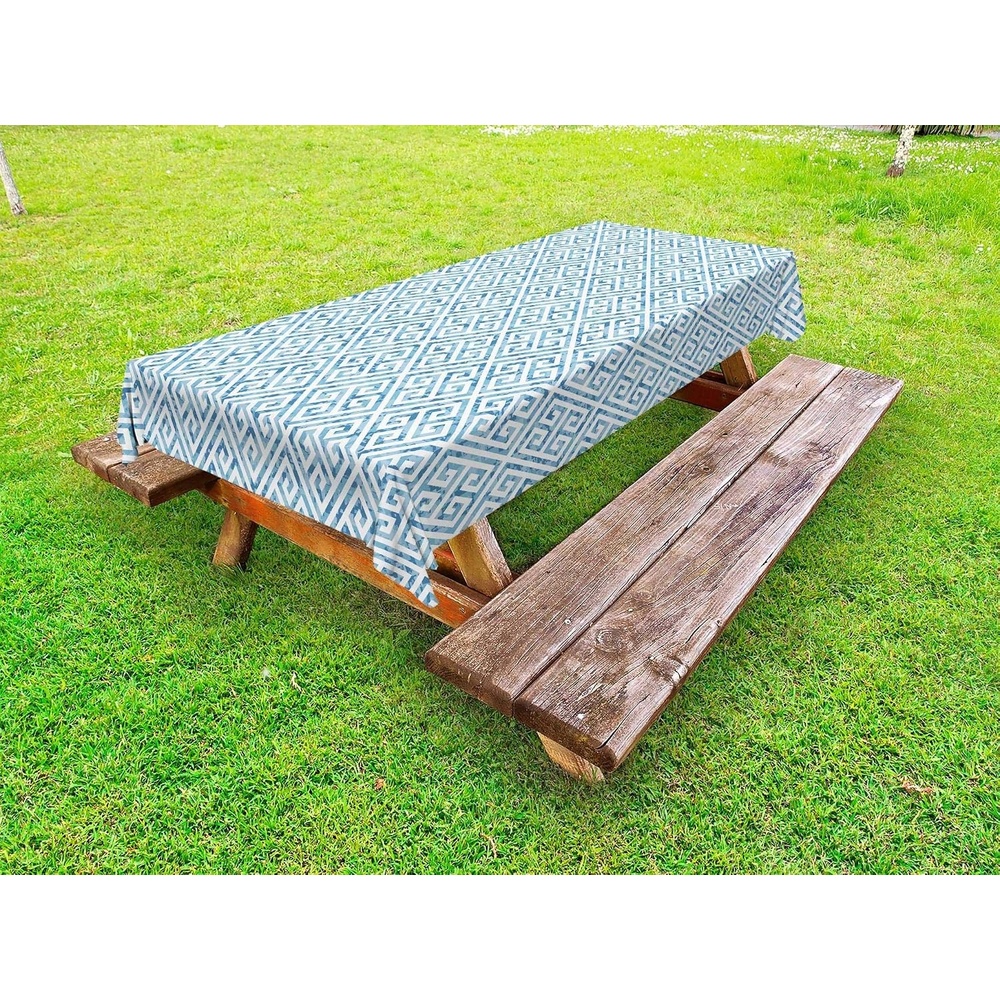 image:imageAmbesonne Geometric Outdoor Tablecloth Tile Mosaic Pattern in Antique Meander and Camo Style Effect Print Modern Decorative Washable Picnic Table Cloth 58 X 104 Baby BlueBaby Blue