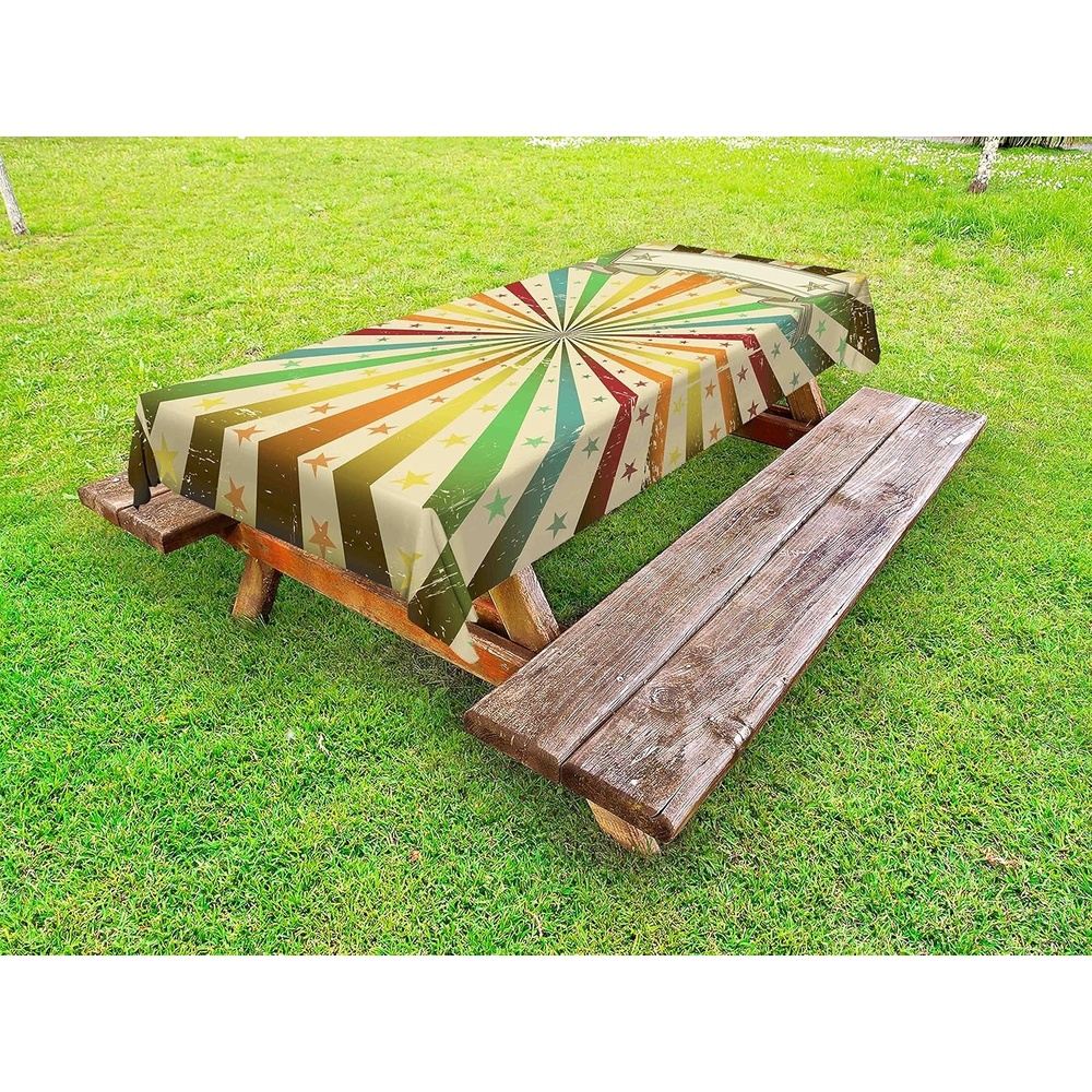 image:imageAmbesonne Geometric Outdoor Tablecloth Tile Mosaic Pattern in Antique Meander and Camo Style Effect Print Modern Decorative Washable Picnic Table Cloth 58 X 104 Baby BluePastel Rainbow