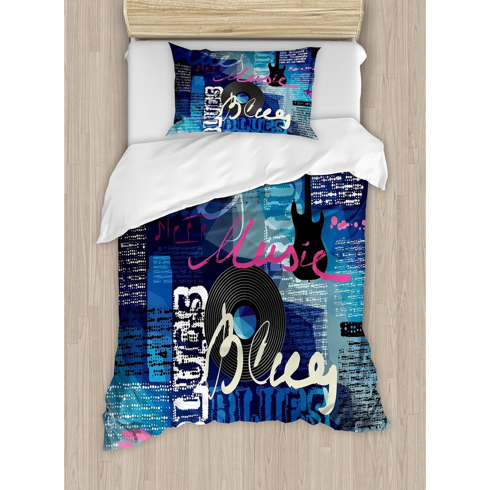 image:imageAmbesonne Lighthouse Duvet Cover Set Cap de Favaritx Sunset Lighthouse Cape in Mahon at Balearic Islands Spain Coast Decorative 3 Piece Bedding Set with 2 Pillow Shams Queen Size Blue BrownBlue Pink