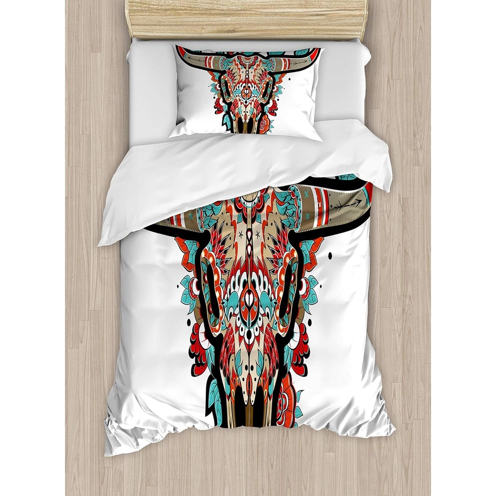 image:imageAmbesonne Lighthouse Duvet Cover Set Cap de Favaritx Sunset Lighthouse Cape in Mahon at Balearic Islands Spain Coast Decorative 3 Piece Bedding Set with 2 Pillow Shams Queen Size Blue BrownTurquoise Orange