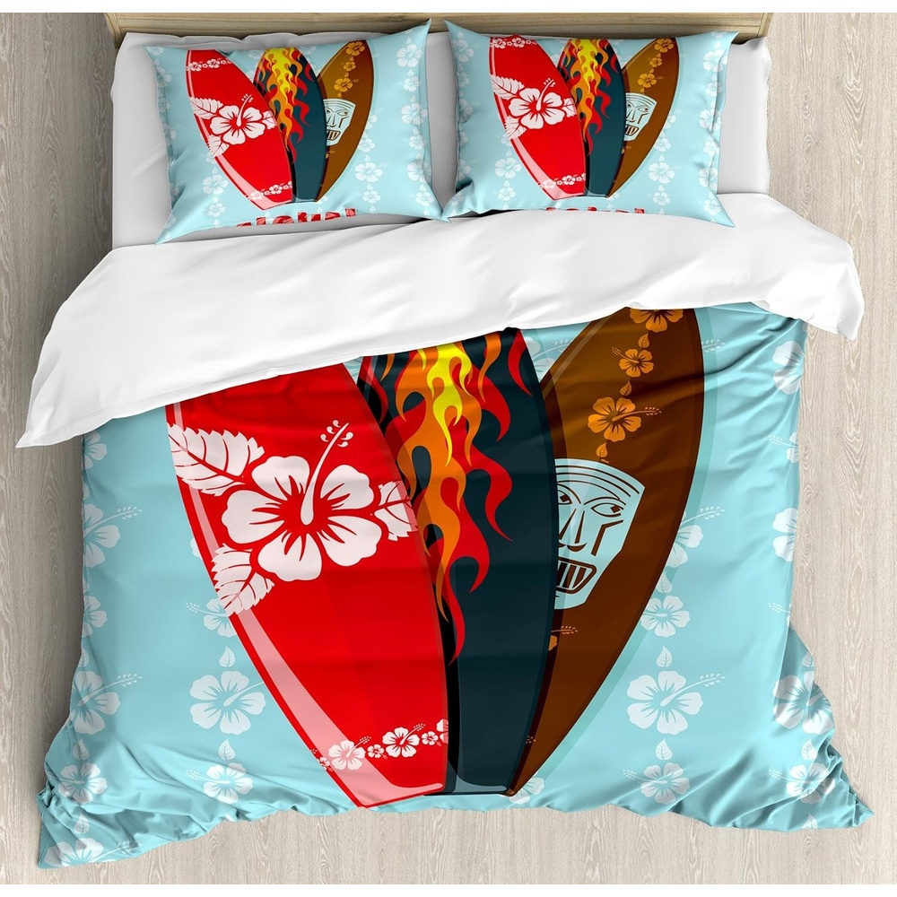 image:imageAmbesonne Lighthouse Duvet Cover Set Cap de Favaritx Sunset Lighthouse Cape in Mahon at Balearic Islands Spain Coast Decorative 3 Piece Bedding Set with 2 Pillow Shams Queen Size Blue BrownPale Blue