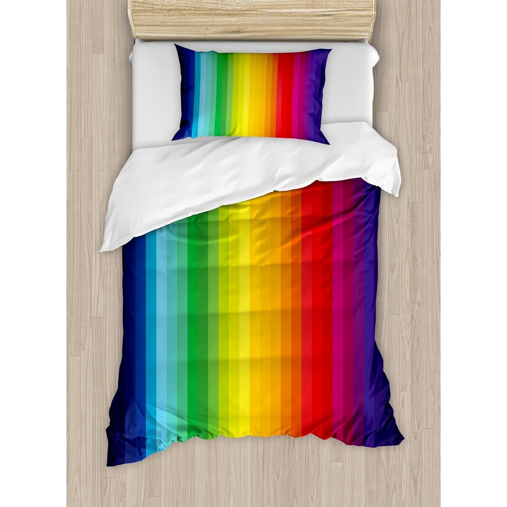 image:imageAmbesonne Lighthouse Duvet Cover Set Cap de Favaritx Sunset Lighthouse Cape in Mahon at Balearic Islands Spain Coast Decorative 3 Piece Bedding Set with 2 Pillow Shams Queen Size Blue BrownVivid Rainbow