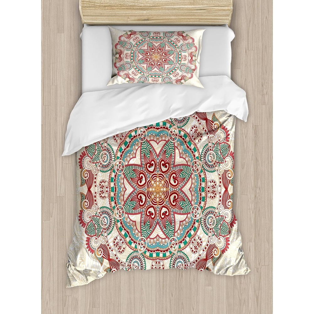 image:imageAmbesonne Lighthouse Duvet Cover Set Cap de Favaritx Sunset Lighthouse Cape in Mahon at Balearic Islands Spain Coast Decorative 3 Piece Bedding Set with 2 Pillow Shams Queen Size Blue BrownCream Green