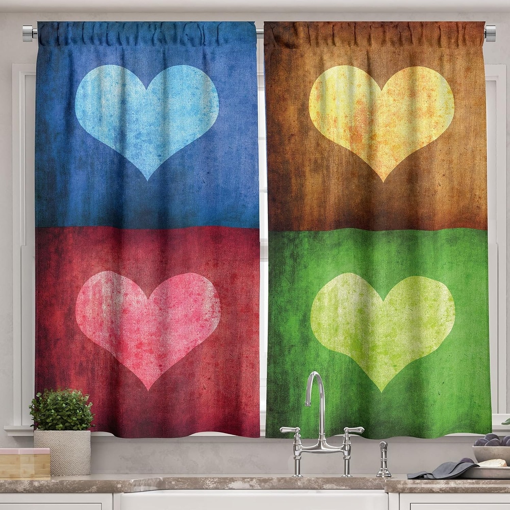 image:imageAmbesonne Modern Kitchen Curtains Striped Pattern in Pastel Tones with Vivid Colored Dots Shabby Print Window Drapes 2 Panel Set for Kitchen Cafe Decor 55 X 39 Pink YellowBrown Green