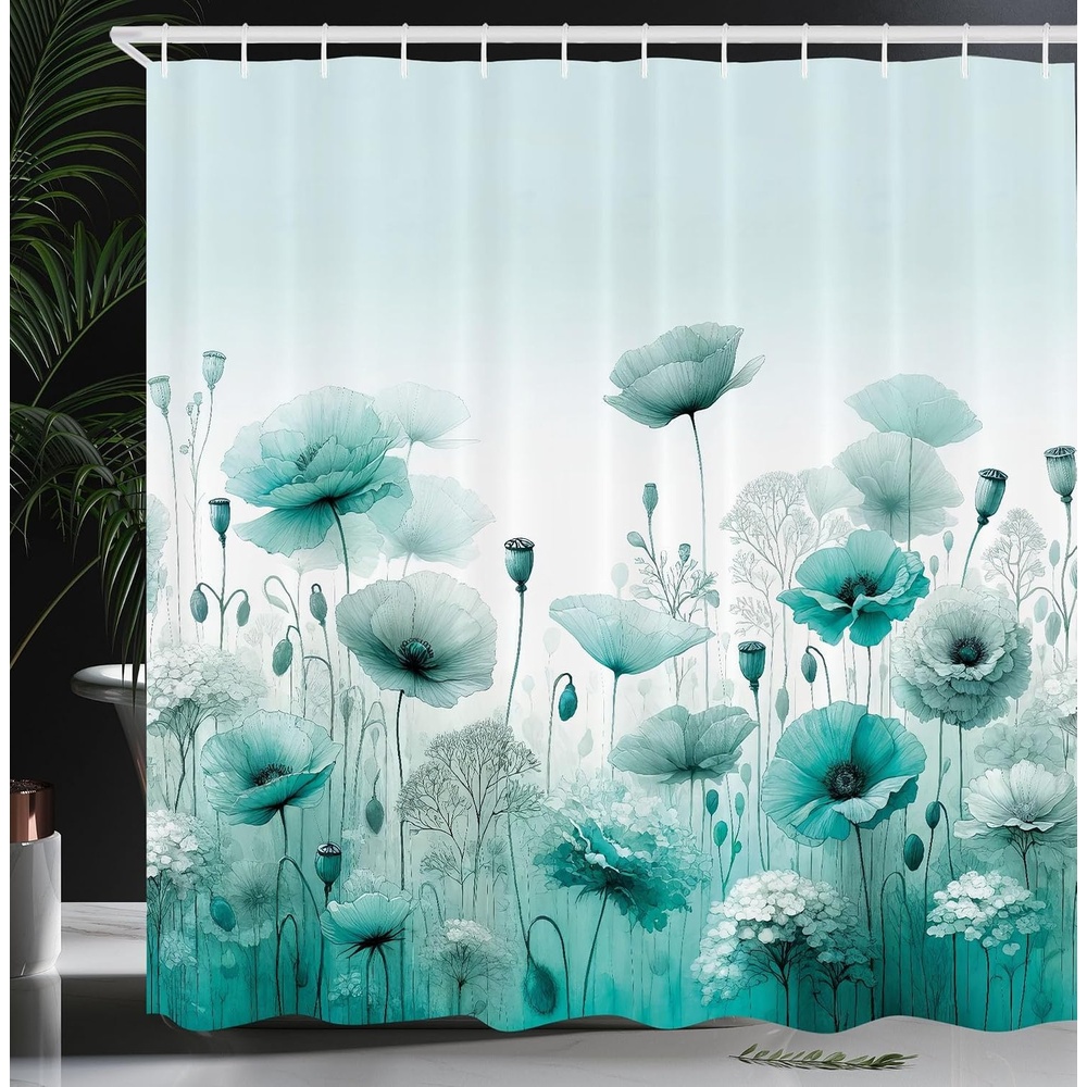 image:imageAmbesonne Purple Shower Curtain Modern Universe Feels Curvy Marble Print Monochromatic Pastel Tones Cloth Fabric Bathroom Decor Set with Hooks 69 W x 84 L Pale Grey Quartz and LilacMint Green Seafoam White