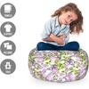Ambesonne Black and White Storage Toy Bag Chair, Monochrome Interlocking Stripes Pattern with Modern Abstract Inspirations, Stuffed Animal Organizer Washable Bag, Large Size, White Black(Lilac Green)