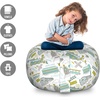 Ambesonne Black and White Storage Toy Bag Chair, Monochrome Interlocking Stripes Pattern with Modern Abstract Inspirations, Stuffed Animal Organizer Washable Bag, Large Size, White Black(Apple Green Turquoise)