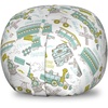 Ambesonne Black and White Storage Toy Bag Chair, Monochrome Interlocking Stripes Pattern with Modern Abstract Inspirations, Stuffed Animal Organizer Washable Bag, Large Size, White Black(Apple Green Turquoise)