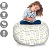 Ambesonne Black and White Storage Toy Bag Chair, Monochrome Interlocking Stripes Pattern with Modern Abstract Inspirations, Stuffed Animal Organizer Washable Bag, Large Size, White Black(Mustard White)