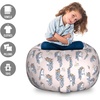 Ambesonne Black and White Storage Toy Bag Chair, Monochrome Interlocking Stripes Pattern with Modern Abstract Inspirations, Stuffed Animal Organizer Washable Bag, Large Size, White Black(Rose Blue)