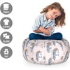 Ambesonne Black and White Storage Toy Bag Chair, Monochrome Interlocking Stripes Pattern with Modern Abstract Inspirations, Stuffed Animal Organizer Washable Bag, Large Size, White Black(Rose Blue)