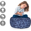 Ambesonne Black and White Storage Toy Bag Chair, Monochrome Interlocking Stripes Pattern with Modern Abstract Inspirations, Stuffed Animal Organizer Washable Bag, Large Size, White Black(Dark Blue)