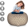 Ambesonne Black and White Storage Toy Bag Chair, Monochrome Interlocking Stripes Pattern with Modern Abstract Inspirations, Stuffed Animal Organizer Washable Bag, Large Size, White Black(Beige Brown)