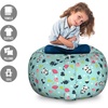 Ambesonne Black and White Storage Toy Bag Chair, Monochrome Interlocking Stripes Pattern with Modern Abstract Inspirations, Stuffed Animal Organizer Washable Bag, Large Size, White Black(Pale Blue)