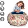 Ambesonne Black and White Storage Toy Bag Chair, Monochrome Interlocking Stripes Pattern with Modern Abstract Inspirations, Stuffed Animal Organizer Washable Bag, Large Size, White Black(Blue Pink)