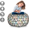 Ambesonne Black and White Storage Toy Bag Chair, Monochrome Interlocking Stripes Pattern with Modern Abstract Inspirations, Stuffed Animal Organizer Washable Bag, Large Size, White Black(Pink Grey)