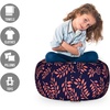 Ambesonne Black and White Storage Toy Bag Chair, Monochrome Interlocking Stripes Pattern with Modern Abstract Inspirations, Stuffed Animal Organizer Washable Bag, Large Size, White Black(Blue Coral)
