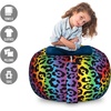 Ambesonne Black and White Storage Toy Bag Chair, Monochrome Interlocking Stripes Pattern with Modern Abstract Inspirations, Stuffed Animal Organizer Washable Bag, Large Size, White Black(Purple)