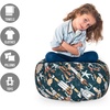 Ambesonne Black and White Storage Toy Bag Chair, Monochrome Interlocking Stripes Pattern with Modern Abstract Inspirations, Stuffed Animal Organizer Washable Bag, Large Size, White Black(Navy Blue)