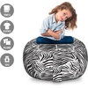 Ambesonne Black and White Storage Toy Bag Chair, Monochrome Interlocking Stripes Pattern with Modern Abstract Inspirations, Stuffed Animal Organizer Washable Bag, Large Size, White Black(White Charcoal)