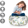 Ambesonne Black and White Storage Toy Bag Chair, Monochrome Interlocking Stripes Pattern with Modern Abstract Inspirations, Stuffed Animal Organizer Washable Bag, Large Size, White Black(Apple Green Turquoise)