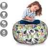 Ambesonne Black and White Storage Toy Bag Chair, Monochrome Interlocking Stripes Pattern with Modern Abstract Inspirations, Stuffed Animal Organizer Washable Bag, Large Size, White Black(Green White)