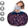 Ambesonne Black and White Storage Toy Bag Chair, Monochrome Interlocking Stripes Pattern with Modern Abstract Inspirations, Stuffed Animal Organizer Washable Bag, Large Size, White Black(Blue Coral)