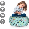 Ambesonne Black and White Storage Toy Bag Chair, Monochrome Interlocking Stripes Pattern with Modern Abstract Inspirations, Stuffed Animal Organizer Washable Bag, Large Size, White Black(Pale Blue)