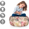 Ambesonne Black and White Storage Toy Bag Chair, Monochrome Interlocking Stripes Pattern with Modern Abstract Inspirations, Stuffed Animal Organizer Washable Bag, Large Size, White Black(Blue Pink)