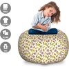 Ambesonne Black and White Storage Toy Bag Chair, Monochrome Interlocking Stripes Pattern with Modern Abstract Inspirations, Stuffed Animal Organizer Washable Bag, Large Size, White Black(Cream Purple)