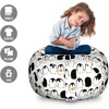 Ambesonne Black and White Storage Toy Bag Chair, Monochrome Interlocking Stripes Pattern with Modern Abstract Inspirations, Stuffed Animal Organizer Washable Bag, Large Size, White Black(Charcoal Grey Marigold)