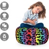 Ambesonne Black and White Storage Toy Bag Chair, Monochrome Interlocking Stripes Pattern with Modern Abstract Inspirations, Stuffed Animal Organizer Washable Bag, Large Size, White Black(Purple)