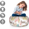 Ambesonne Black and White Storage Toy Bag Chair, Monochrome Interlocking Stripes Pattern with Modern Abstract Inspirations, Stuffed Animal Organizer Washable Bag, Large Size, White Black(Pink White)