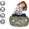 Ambesonne Black and White Storage Toy Bag Chair, Monochrome Interlocking Stripes Pattern with Modern Abstract Inspirations, Stuffed Animal Organizer Washable Bag, Large Size, White Black(Reseda Green Multicolor)
