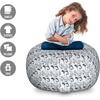 Ambesonne Black and White Storage Toy Bag Chair, Monochrome Interlocking Stripes Pattern with Modern Abstract Inspirations, Stuffed Animal Organizer Washable Bag, Large Size, White Black(Multi Color)