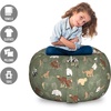 Ambesonne Black and White Storage Toy Bag Chair, Monochrome Interlocking Stripes Pattern with Modern Abstract Inspirations, Stuffed Animal Organizer Washable Bag, Large Size, White Black(Reseda Green Multicolor)
